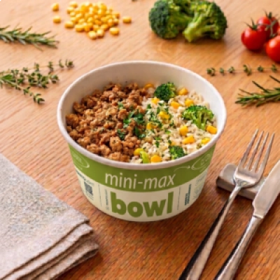 mini max - Carne Moída Caseira com Arroz e Legumes