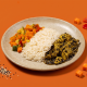 marmita - frango em tiras com gergelim + arroz branco + legumes grego