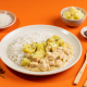 marmita - strogonoff light de frango + arroz branco + batata sautée