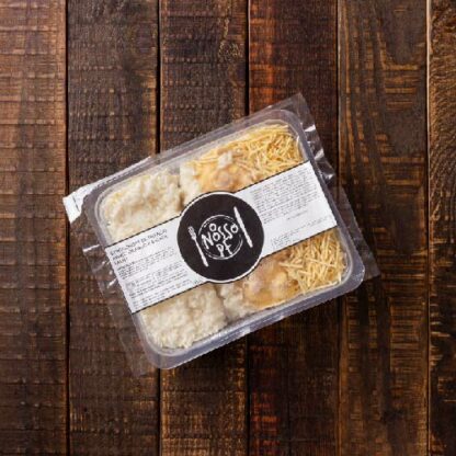 nosso pf- prato 6- strogonoff de frango +arroz branco + batata palha