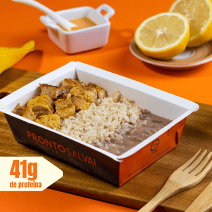 marmita – frango grelhado ao limão siciliano + arroz integral + feijão carioca