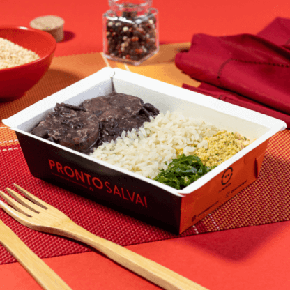 marmita – feijoada light + arroz branco + couve refogada + farofa