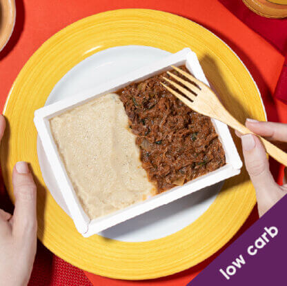 marmita – ragú de costela + purê de couve flor – low carb