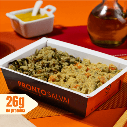 marmita – frango cremoso + arroz 7 grãos com espinafre