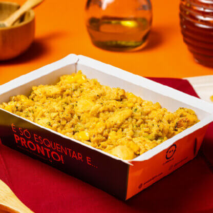 marmita – frango na mostarda e mel + arroz + legumes