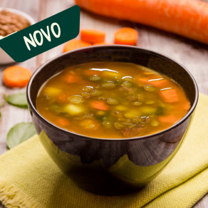 sopa de costela desfiada com lentilha