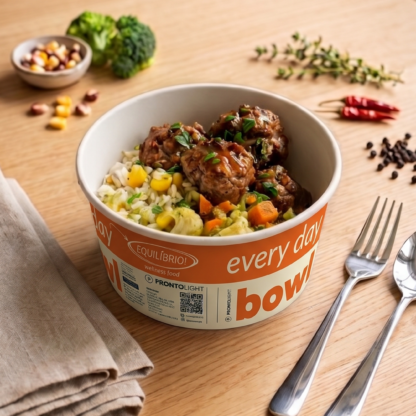 every day Bowl – Almôndegas Caseiras com Arroz e Legumes