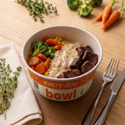 every day Bowl – Mignon ao Molho Mostarda com Arroz e Legumes