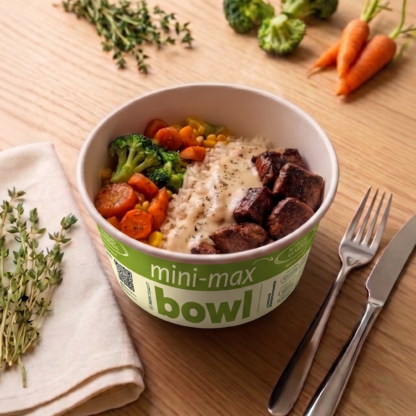 mini max Bowl – Mignon ao Molho Mostarda com Arroz e Legumes