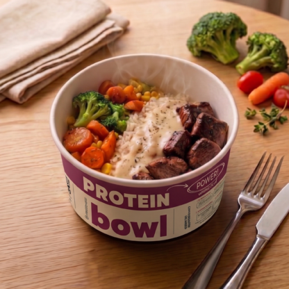 protein Bowl – Mignon ao Molho Mostarda com Arroz e Legumes