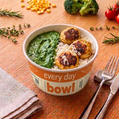 every day Bowl –  Almôndegas de Frango ao Creme de Espinafre