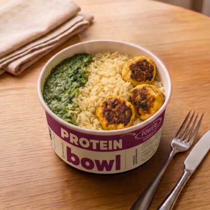 protein Bowl – Almôndegas de Frango ao Creme de Espinafre