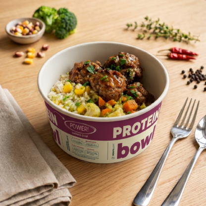 protein Bowl – Almôndegas Caseiras com Arroz e Legumes